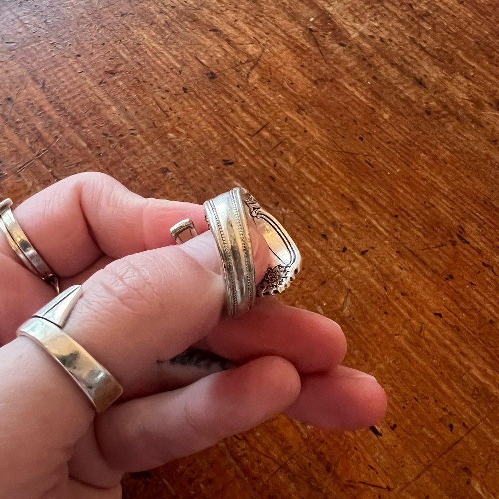 Silver Spoon Ring With Flower - image 8